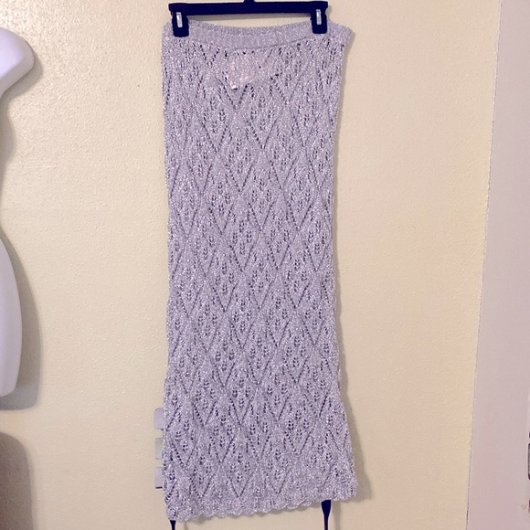 Zara silver mesh Metallic thread skirt 1014/827 nwt - Picture 4 of 6